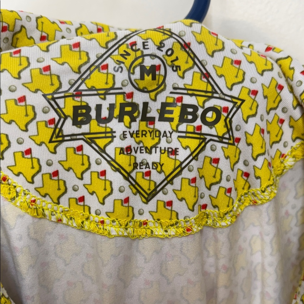 BURLEBO Yellow Patterned Short-Sleeve Polo Golf - - Picture 2 of 6